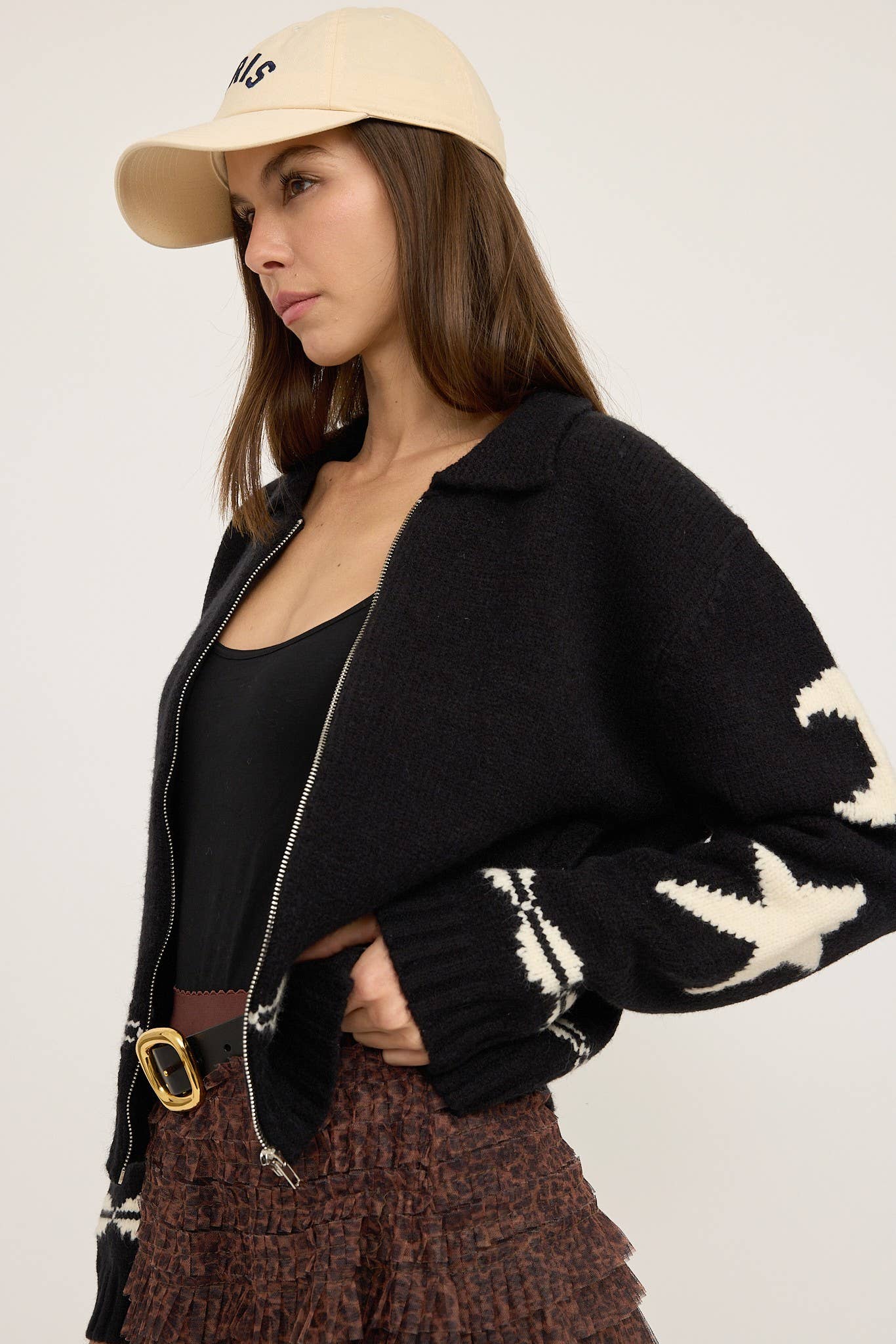 Cozy Pattern Zip Sweater Jacket - RSW1001-1