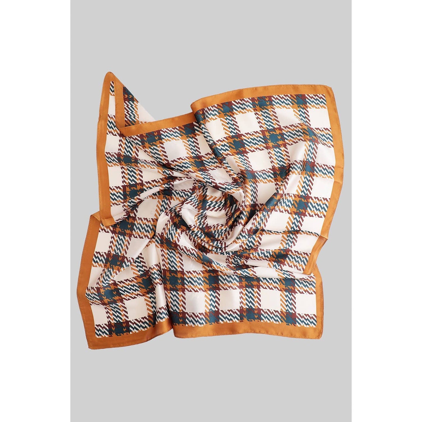 SMOOTH SILKY PLAID PRINT SCARF