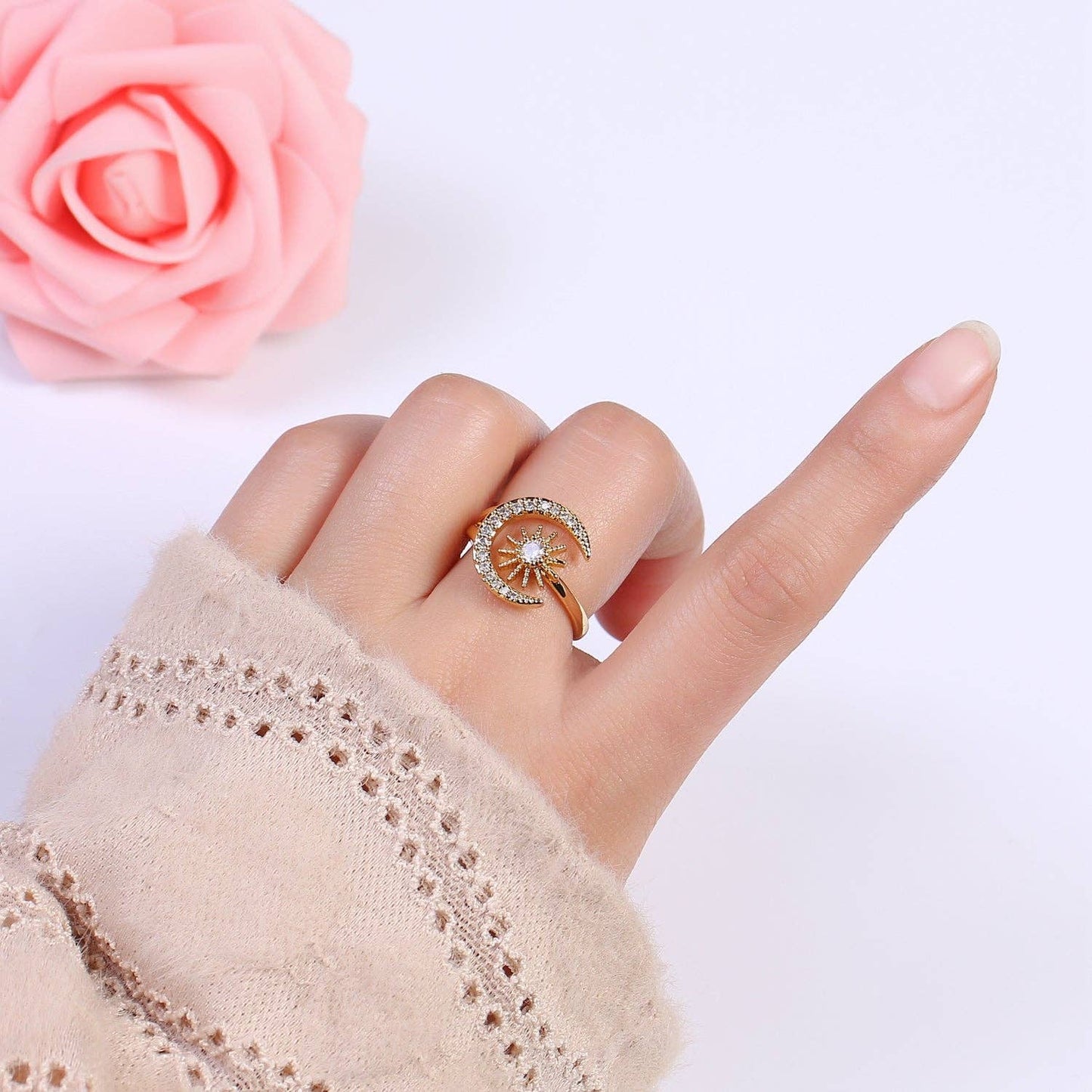 24K Gold Filled Micro Pave Crystal Cubic Zirconia Celestial
