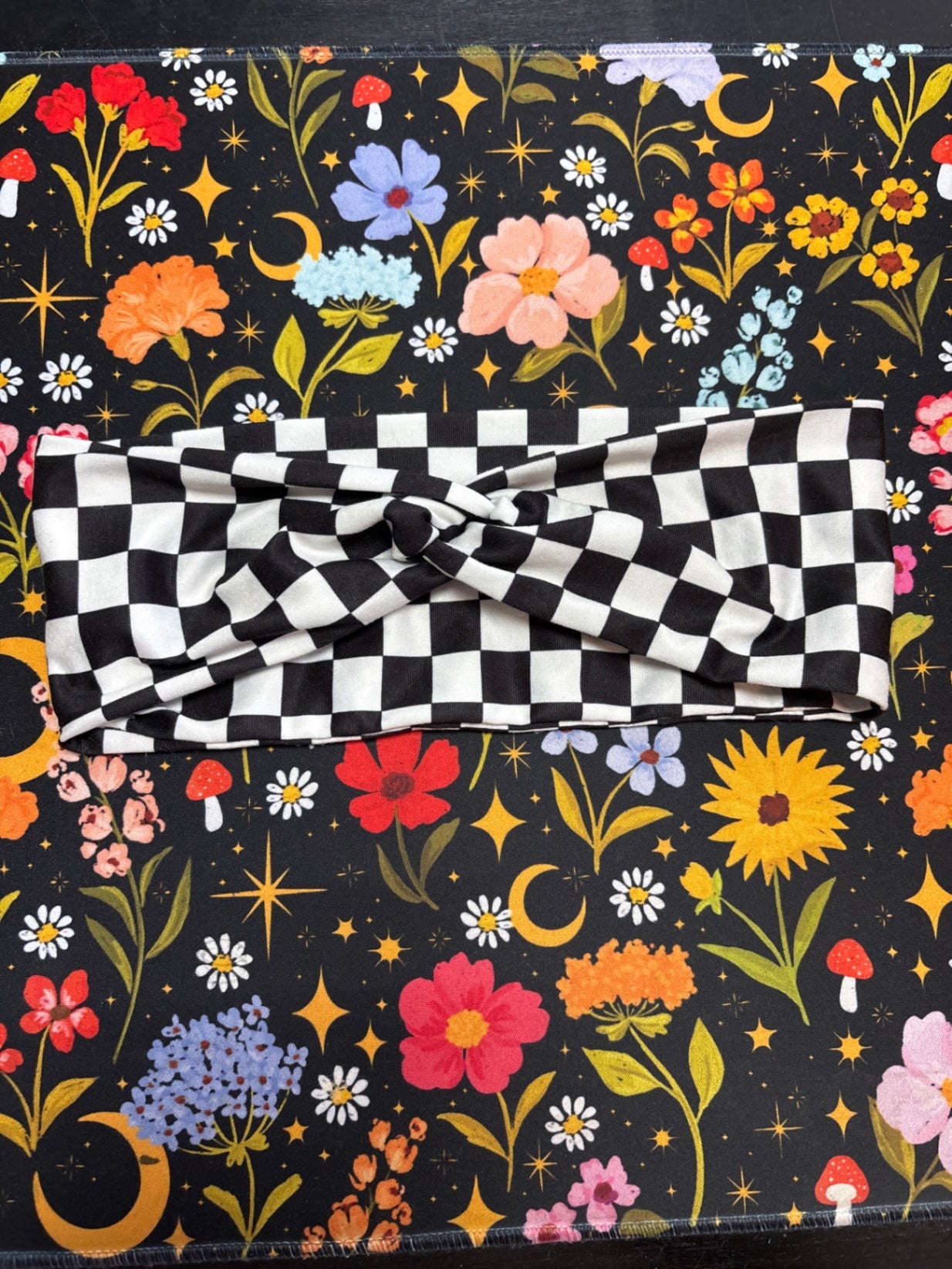 Checker Headband Accessory Black and White