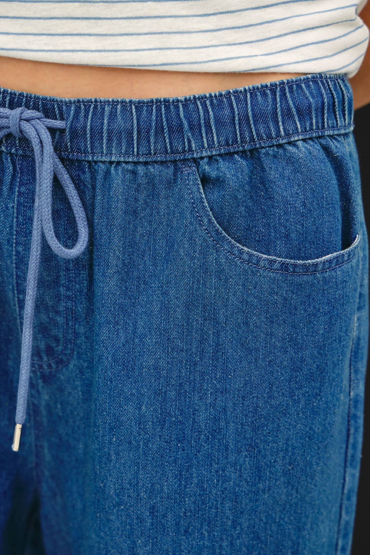 ULTRA COMFY PULL ON WIDE LEG DENIM PANTS