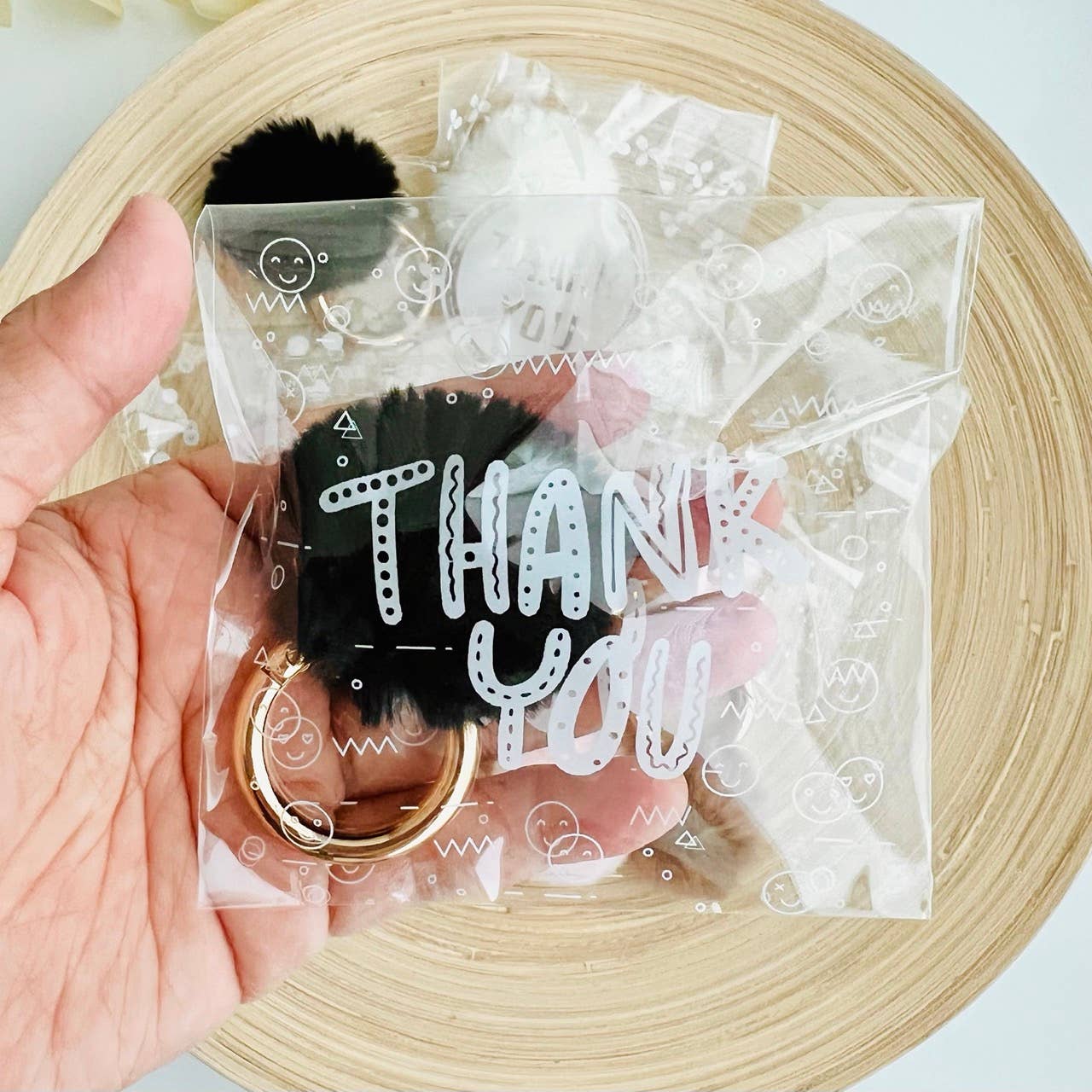 Pom Pom Furry Pouf Mini Keychain Thank You Gift