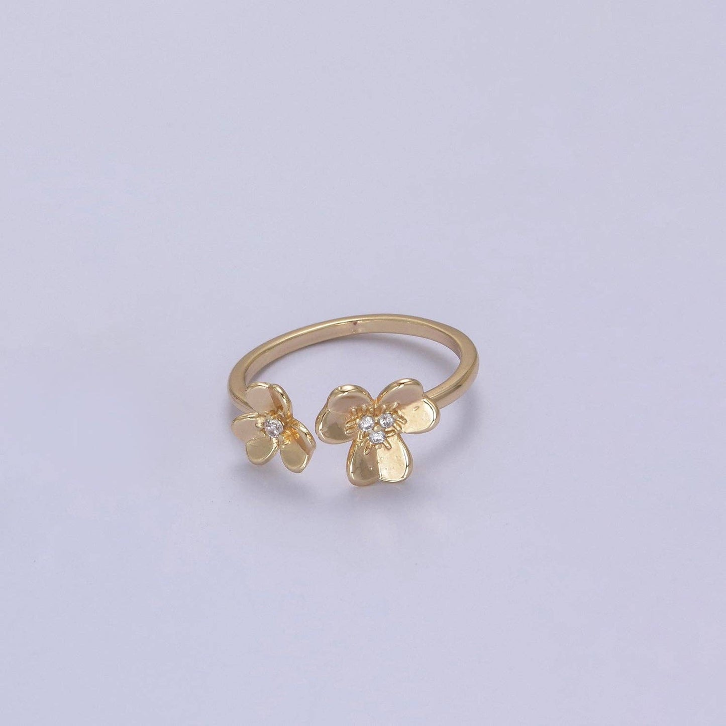 Dainty Daisy Ring in Gold / Silver Open Adjustable Flower Ring U-493