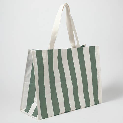 Carryall Beach Bag The Vacay Olive Stripe