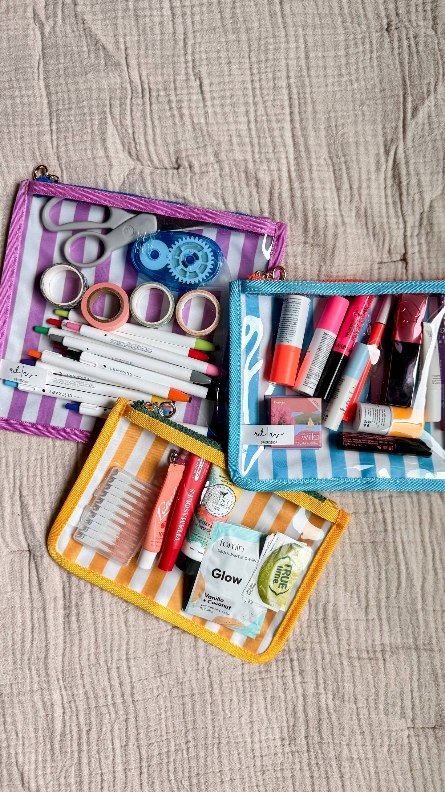 Clear Stripe Flattie Pouch Set