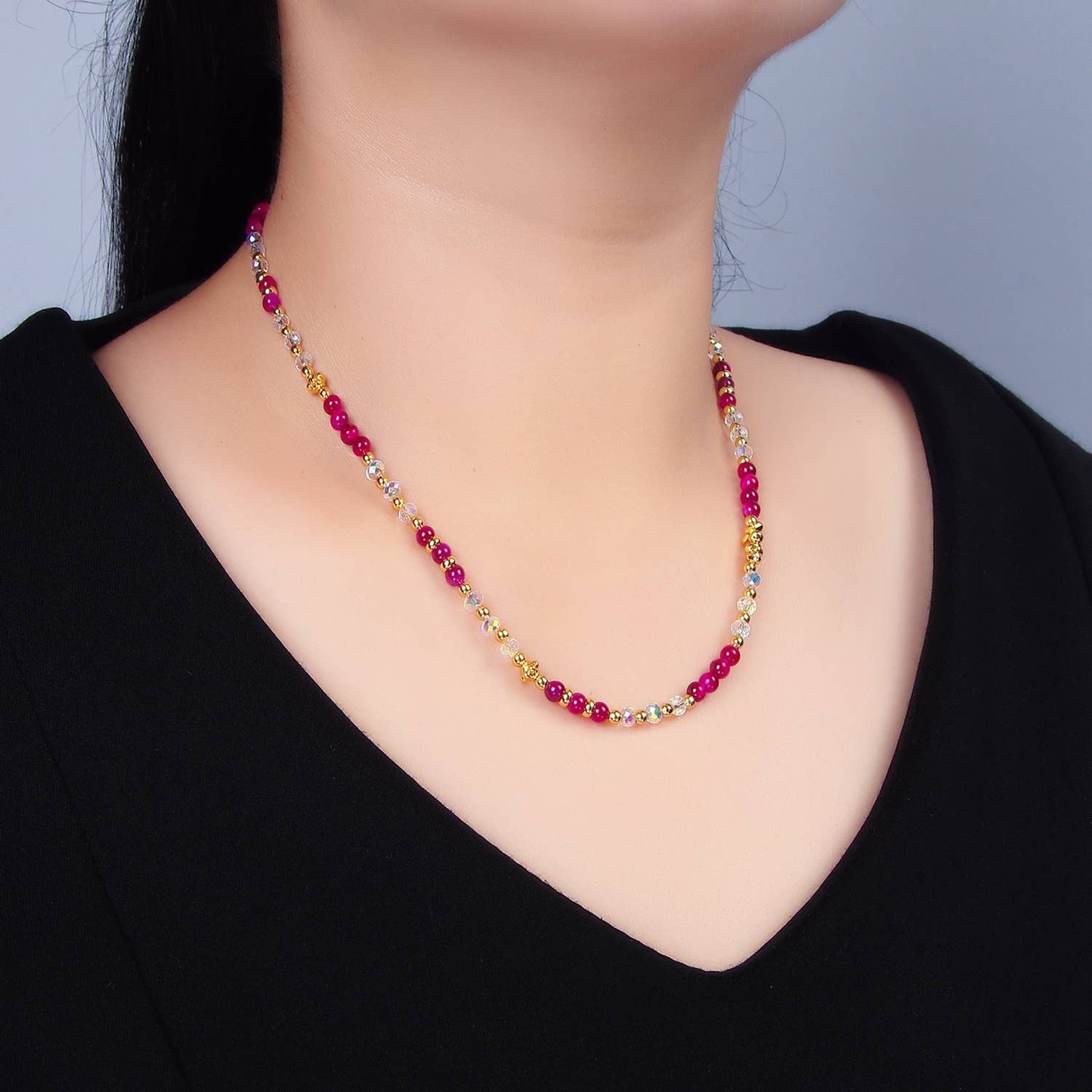 24K Gold Filled Gemstone Beaded Necklace | WA-2651 - WA-2654