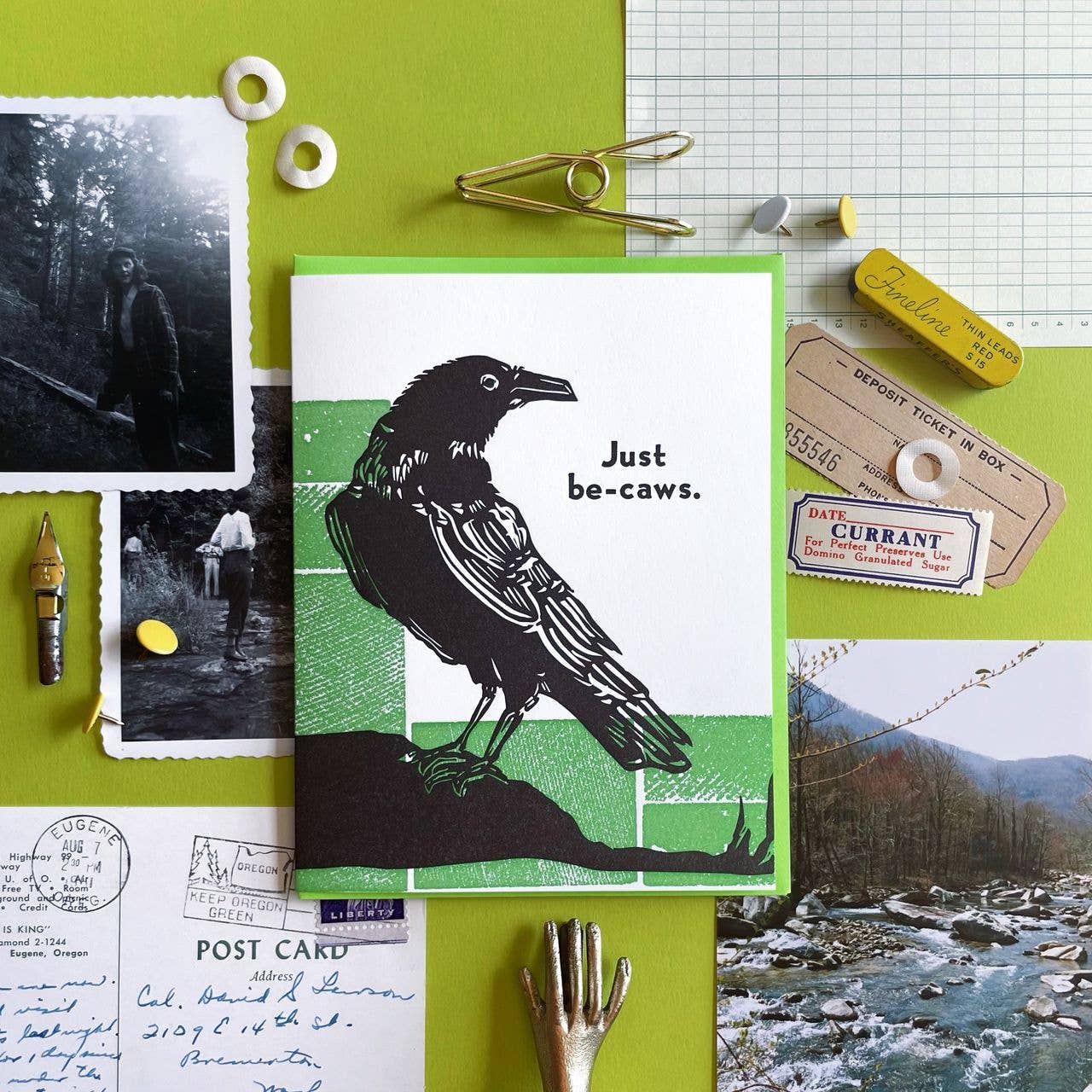 Just Be Caws - Funny Letterpress Greeting Card