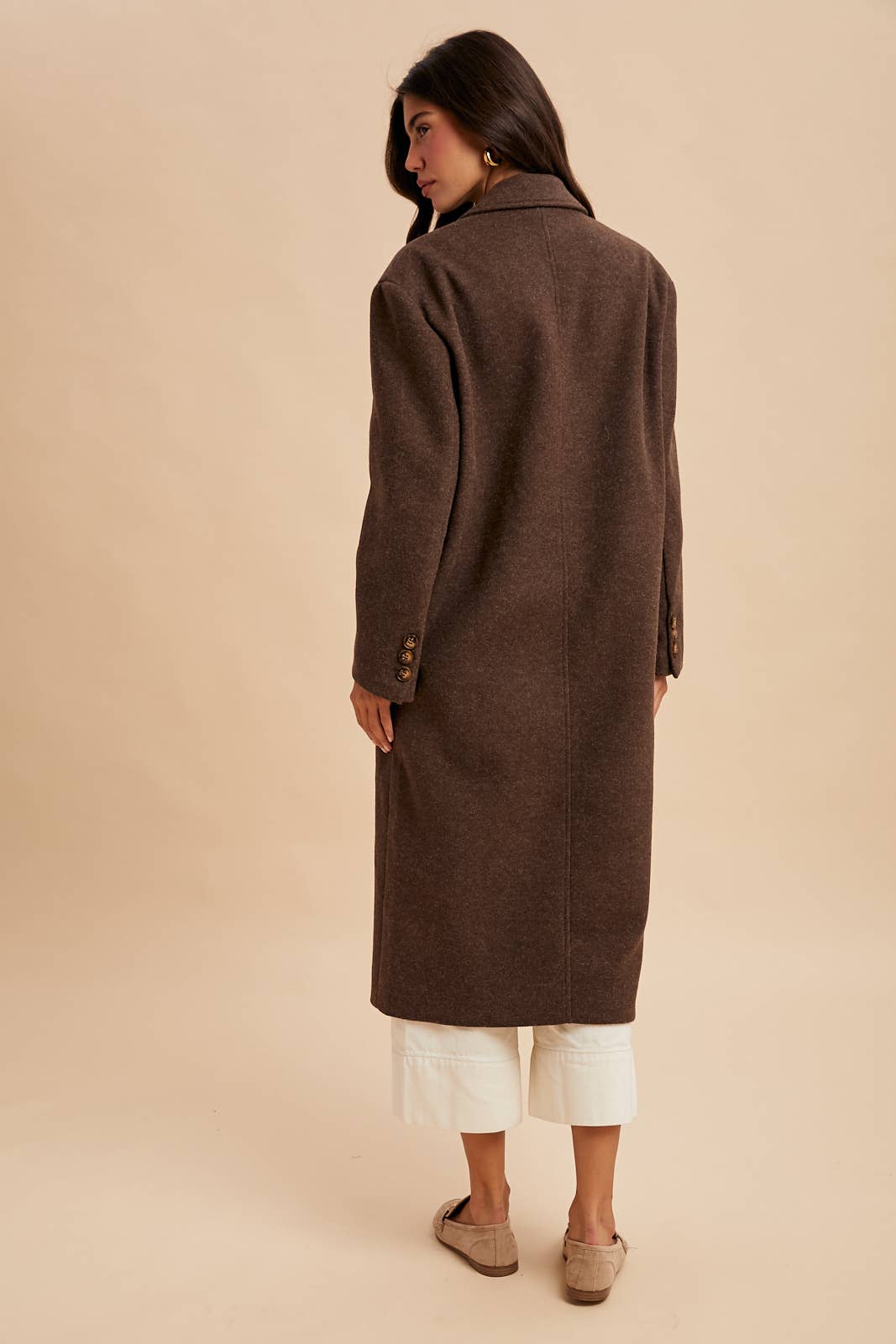 FELTED DOUBLE BREASTED LAPEL DUSTER COAT