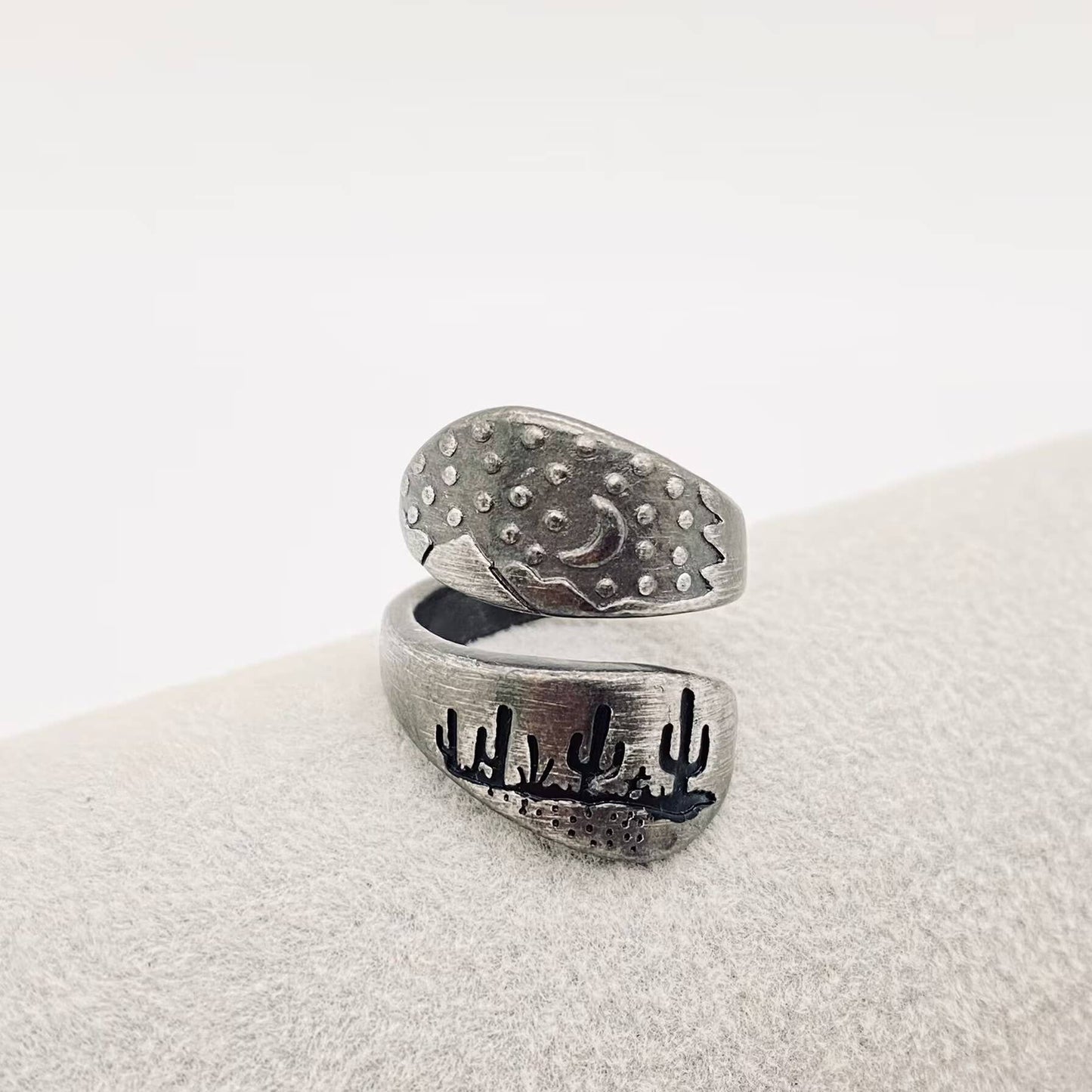 Vintage Ring Desert Night Cactus Ring