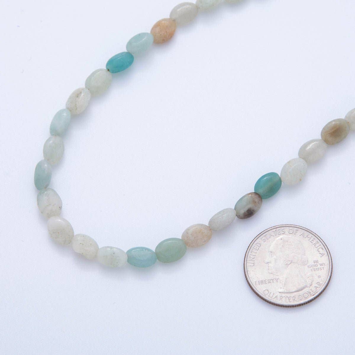 18K Gold Filled 6.5mm Amazonite Gemstone Oblong Oval Gemstone Bead 15.5 Inch Handmade Necklace | WA-3287