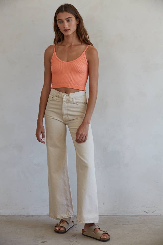 S1072 | Knit Ribbed Seamless UV Neck Brami