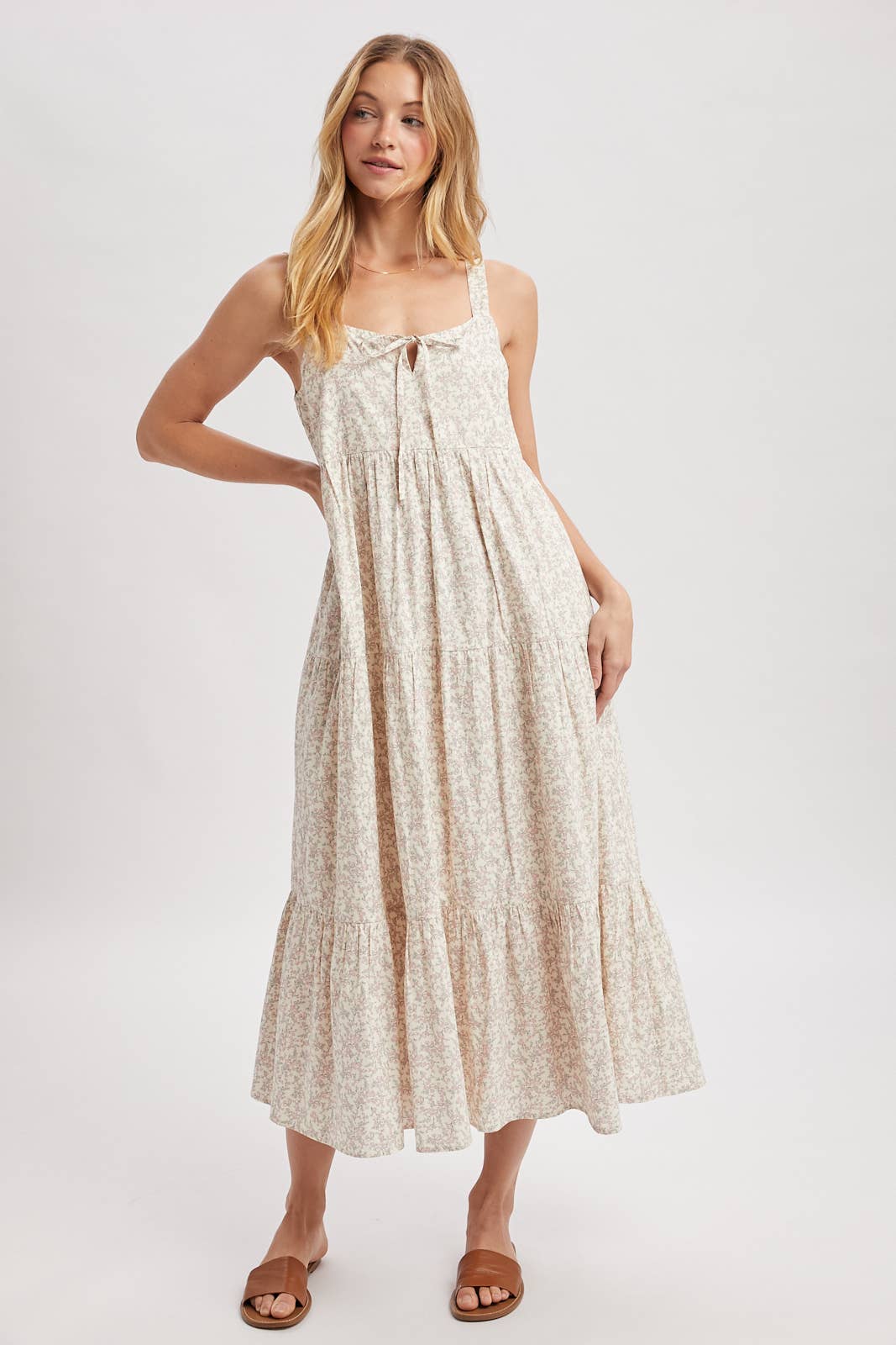 FLORAL TIERED MIDI DRESS / WL25-12191