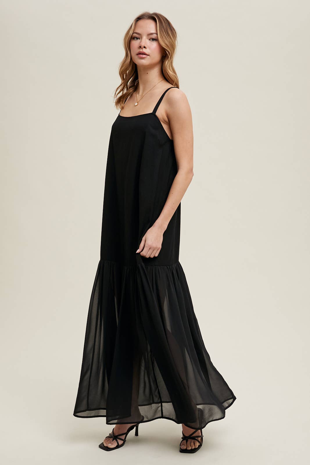 MIXED MEDIA CAMI MAXI DRESS / WL25-10164