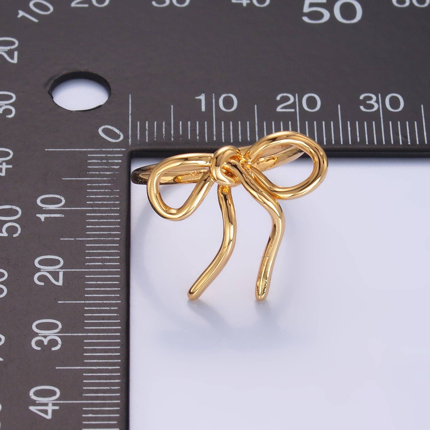24K Gold Filled Minimalist Adjustable Ribbon Bow Ring