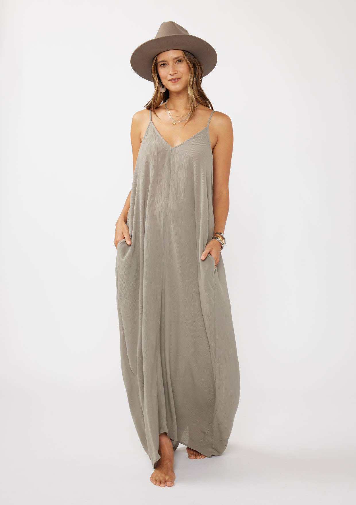 The Original V-Neck Cocoon Maxi Dress with Pockets