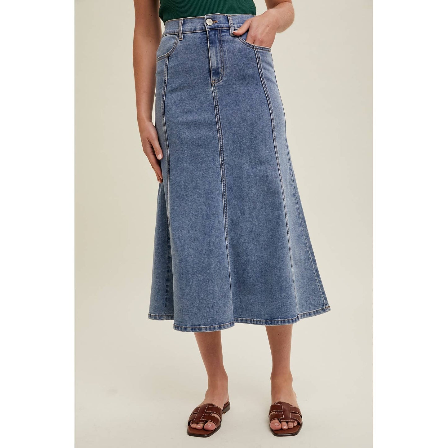 FLARE MIDI DENIM SKIRT / WL24-9334
