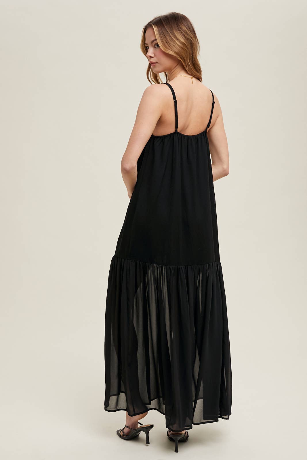 MIXED MEDIA CAMI MAXI DRESS / WL25-10164