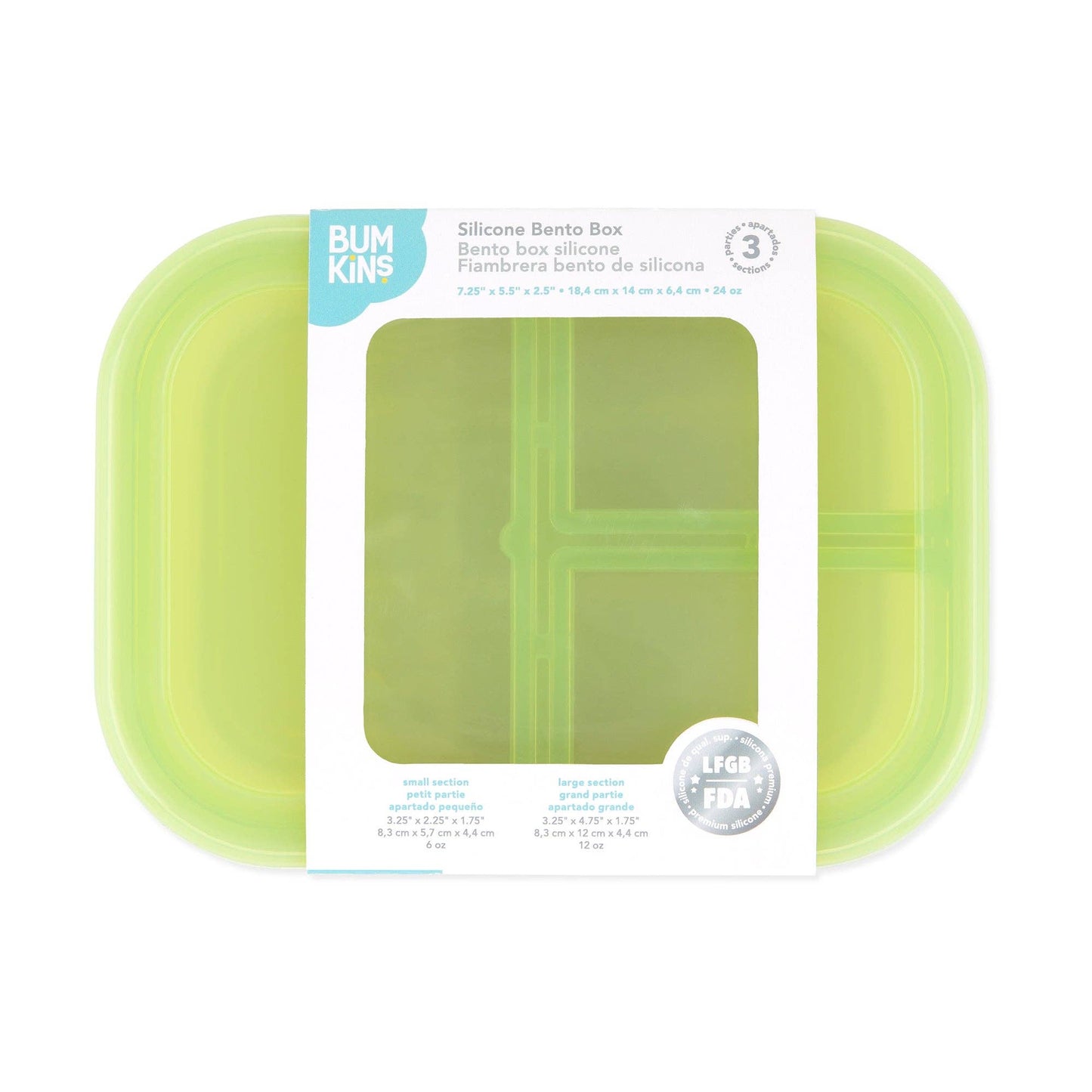 Silicone Bento Box 3 Section: Green Jelly
