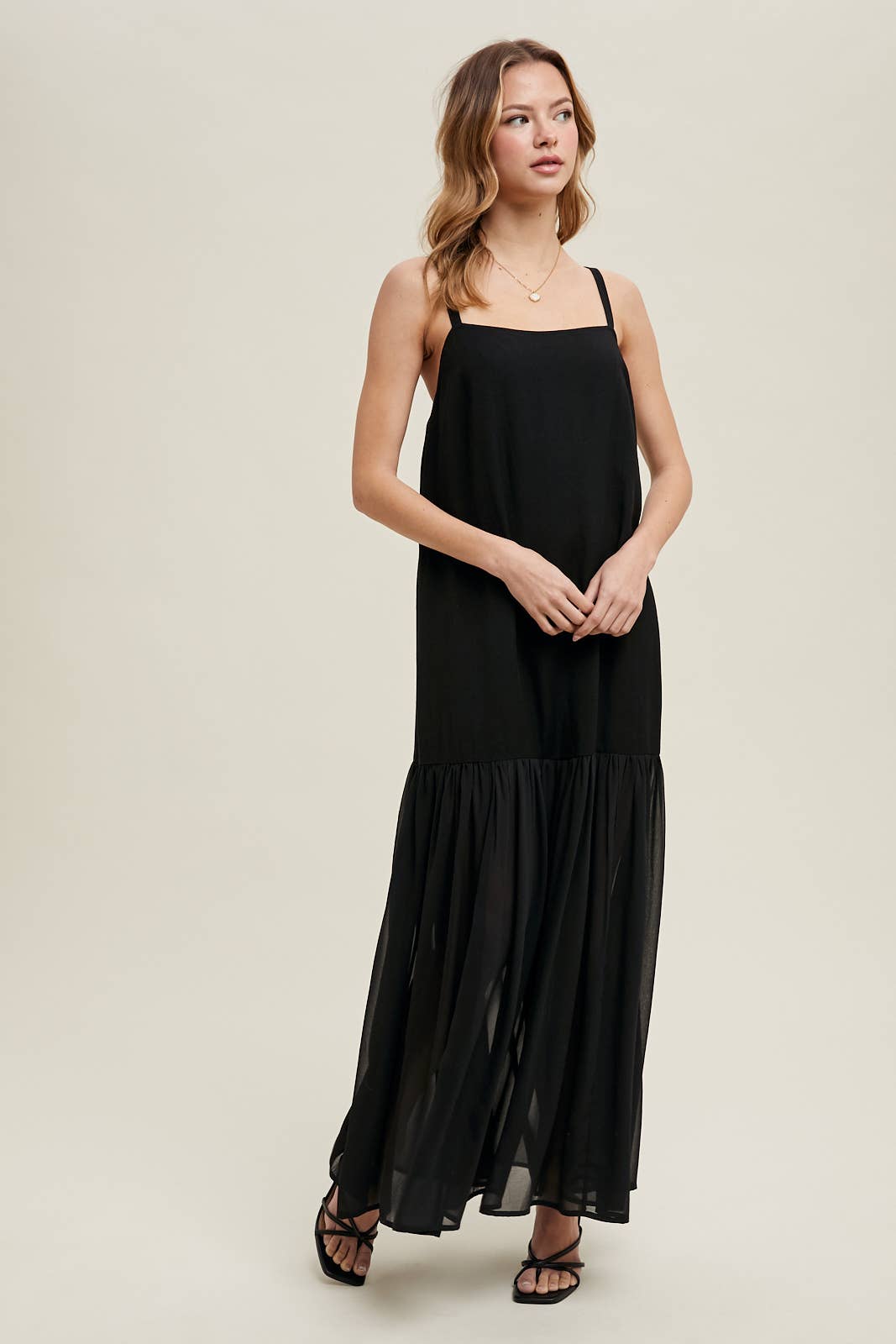 MIXED MEDIA CAMI MAXI DRESS / WL25-10164