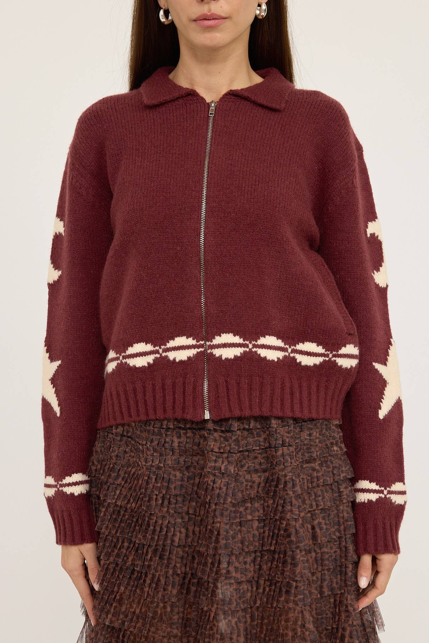 Cozy Pattern Zip Sweater Jacket - RSW1001-1