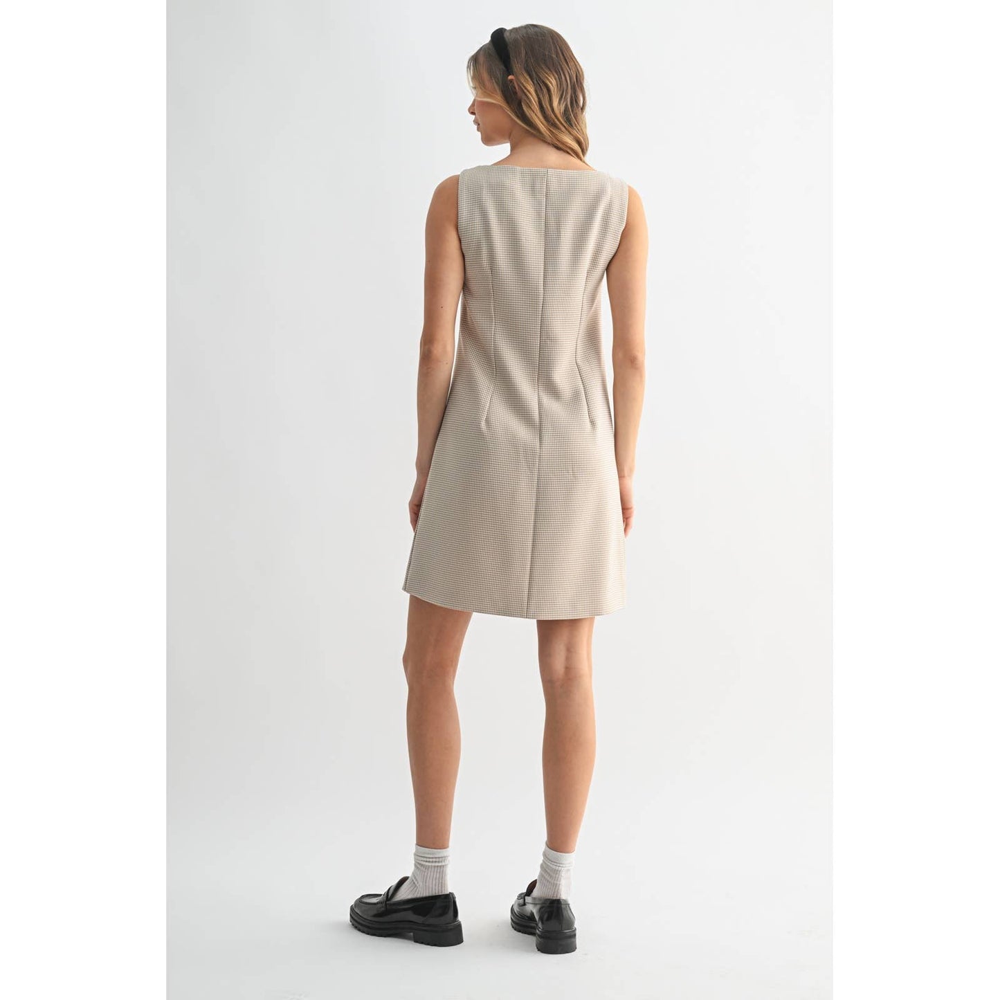 PLAID SQUARE NECK MINI DRESS / WL25-10971