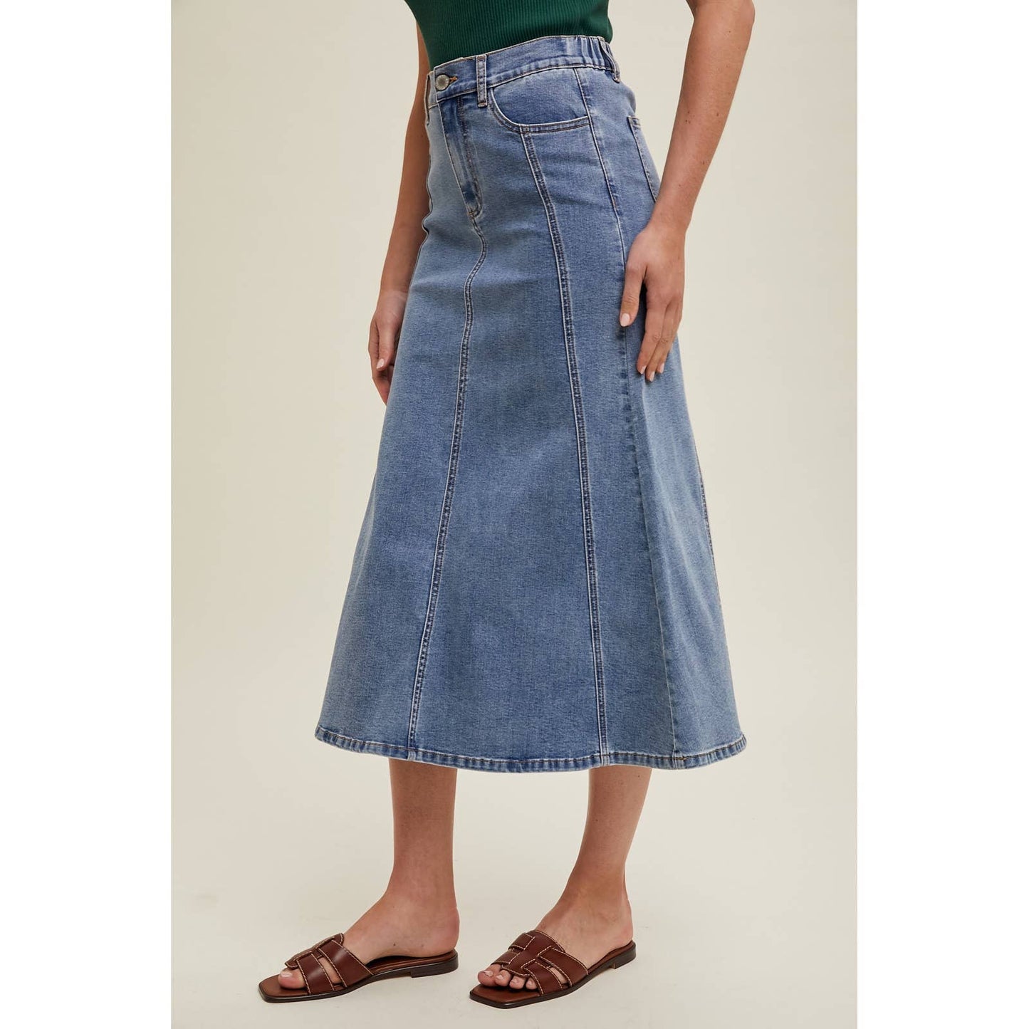 FLARE MIDI DENIM SKIRT / WL24-9334