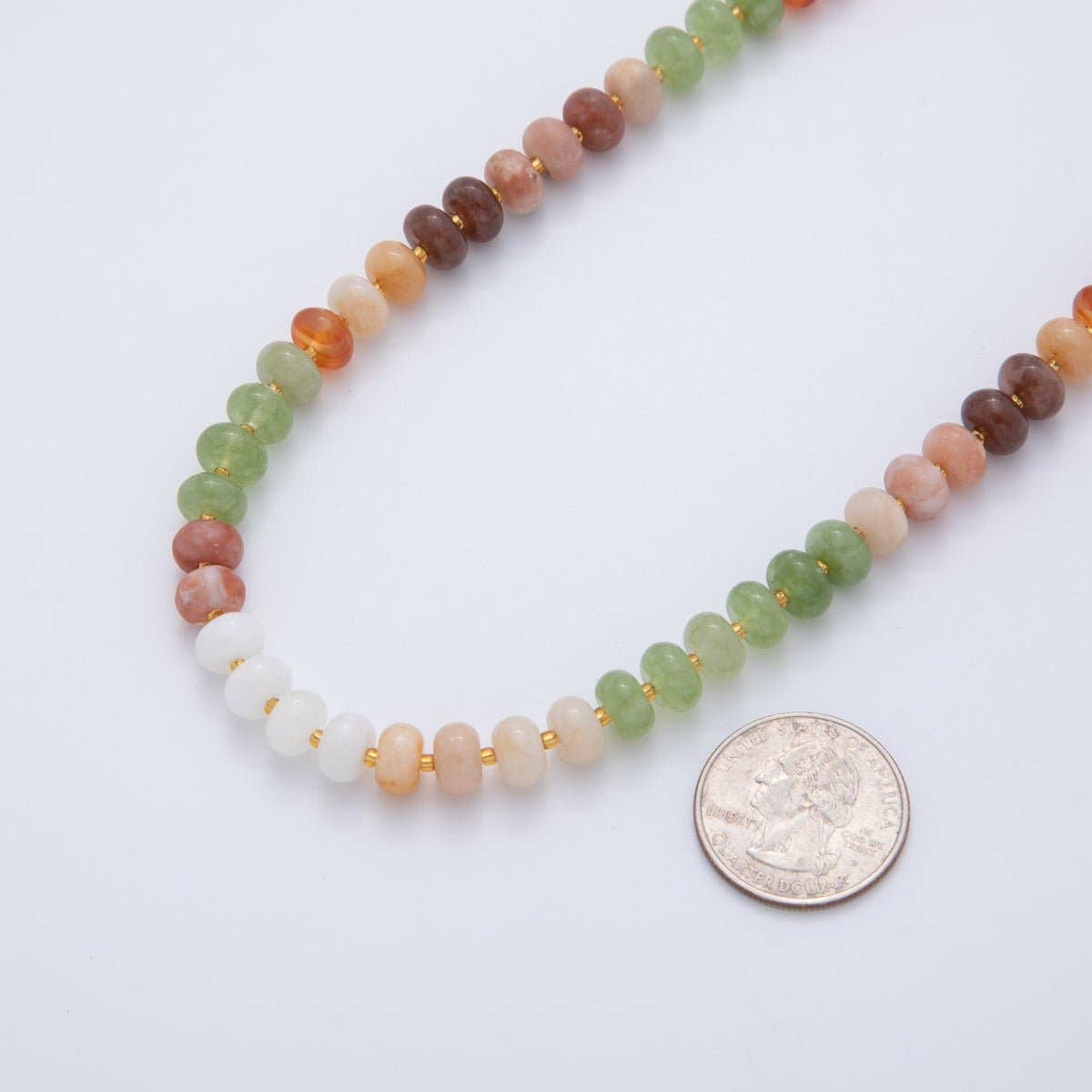 18K Gold Filled Splashed Earth & Sky Toned Color Colorful Gemstone Beaded Necklace 17.3 Inch with Extender | WA3302 - WA3315
