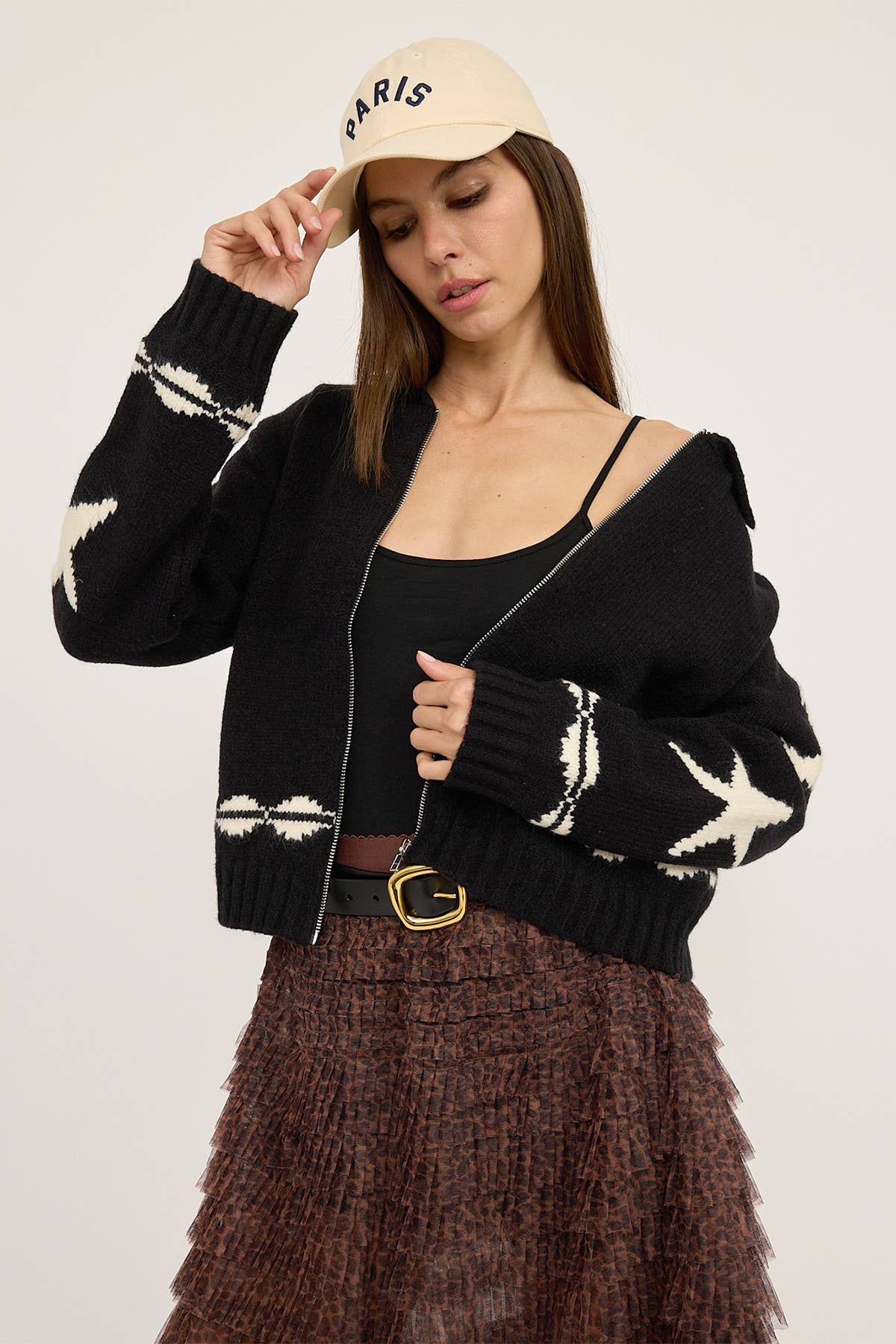 Cozy Pattern Zip Sweater Jacket - RSW1001-1