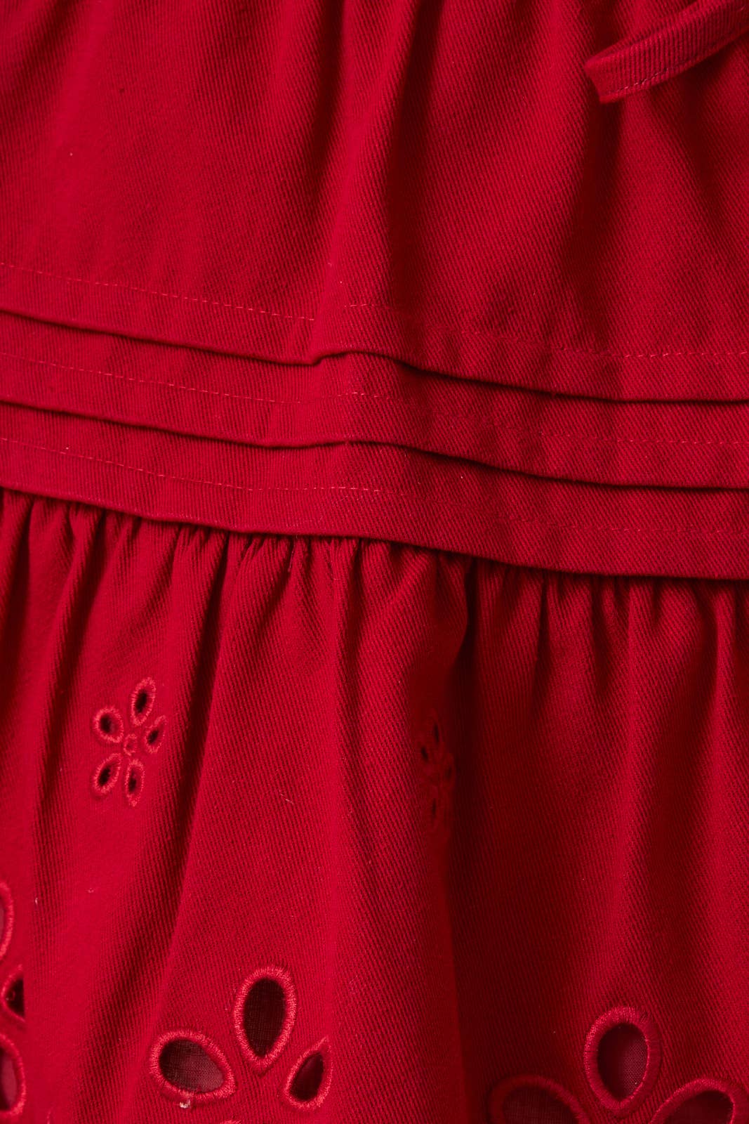 EYELET EMBROIDERED SCALLOP FLARE MINI SKIRT