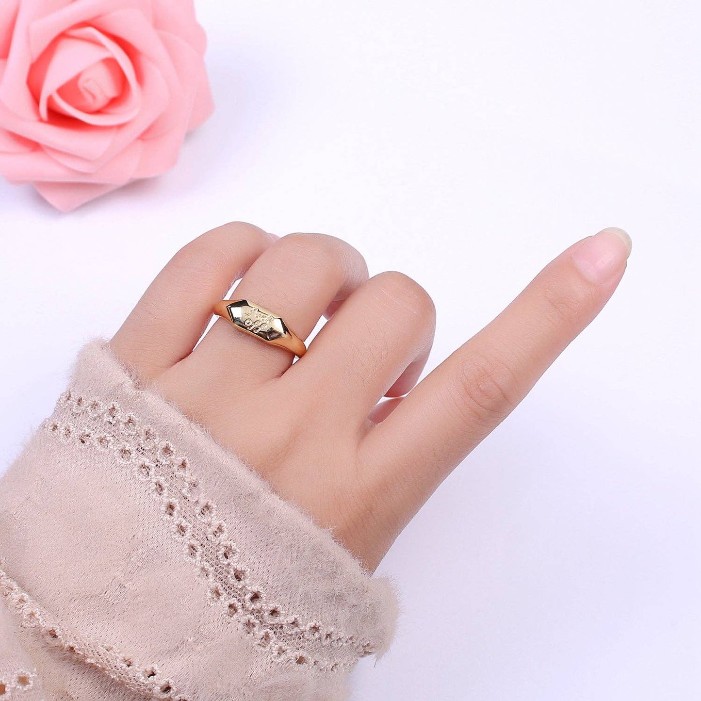 Dainty Gold Fuck Off Signet Ring Fuckoff rings Open Adjustable signet ring gold rings for women U-133