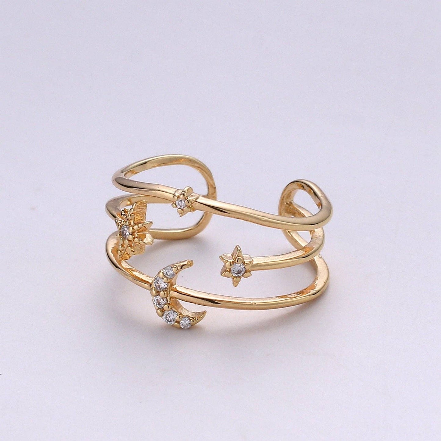 Moon Rings For Women Stars Celestial Gold Ring Celestial Ring Statement Ring Bridesmaid Gift Moon Star Galaxy Jewelry Gift for Her R057