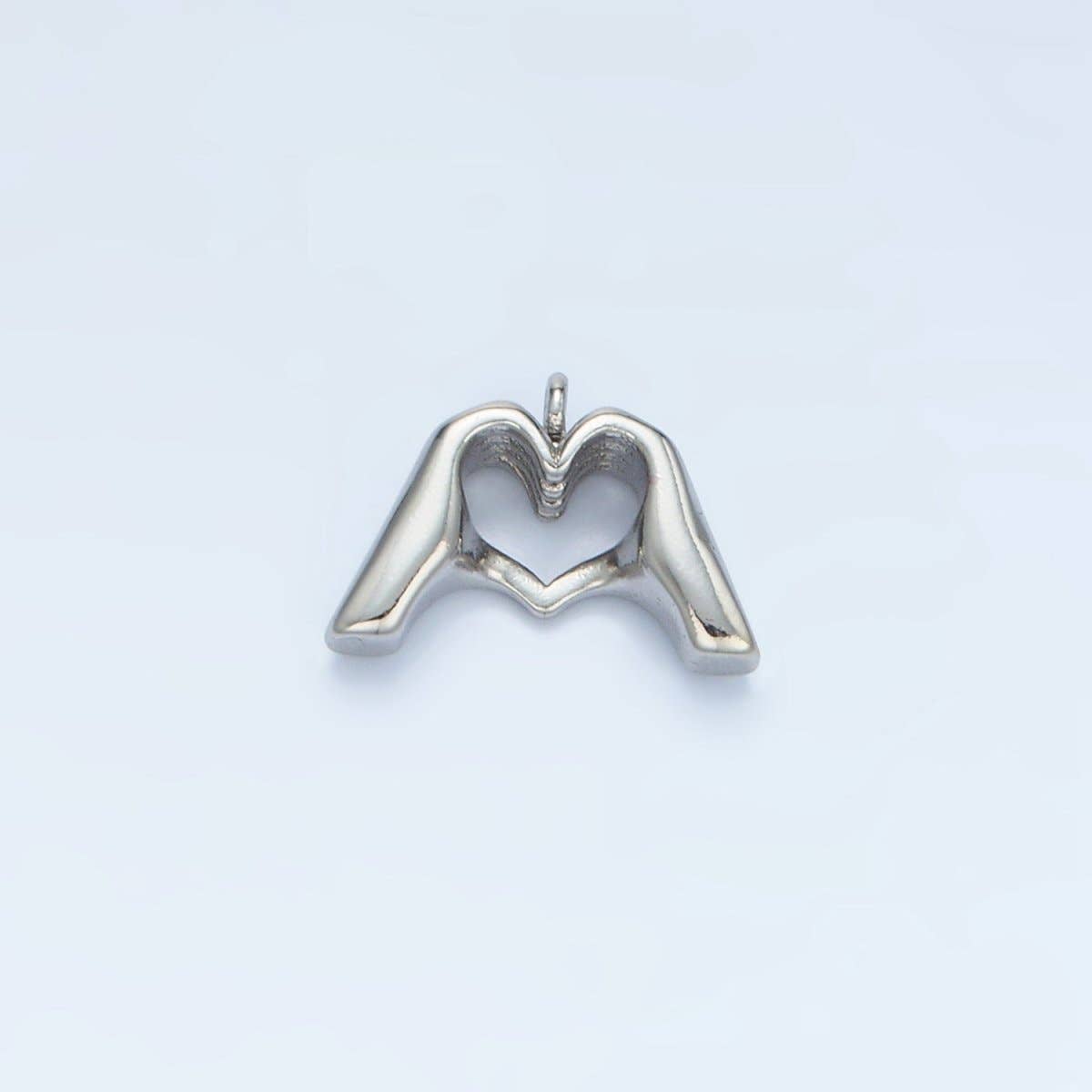 24K Gold Filled Heart Hand Gesture Multidimensional Charm in Gold & Silver | E372