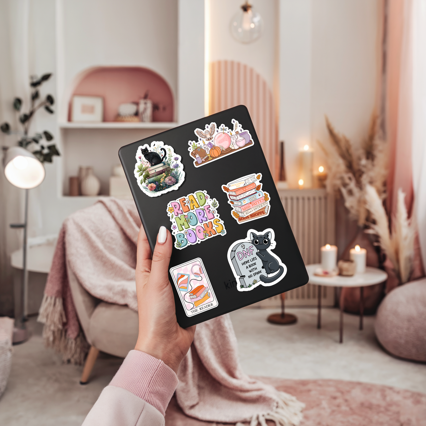 DNF Graveyard Cat Sticker – Bookish Halloween, Glossy Vinyl