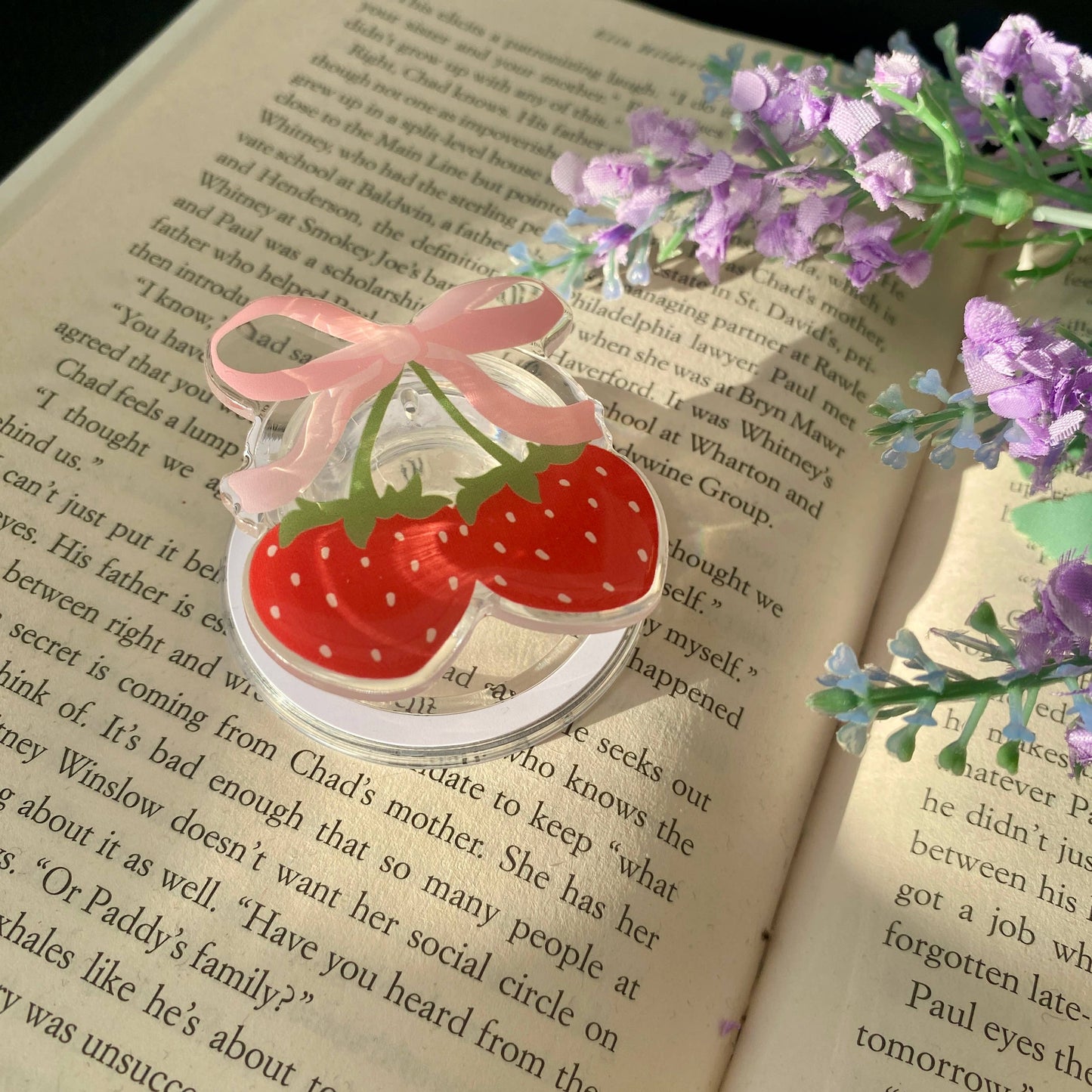 Strawberry Bow MagSafe Magnetic Phone Kindle Tablet Grip