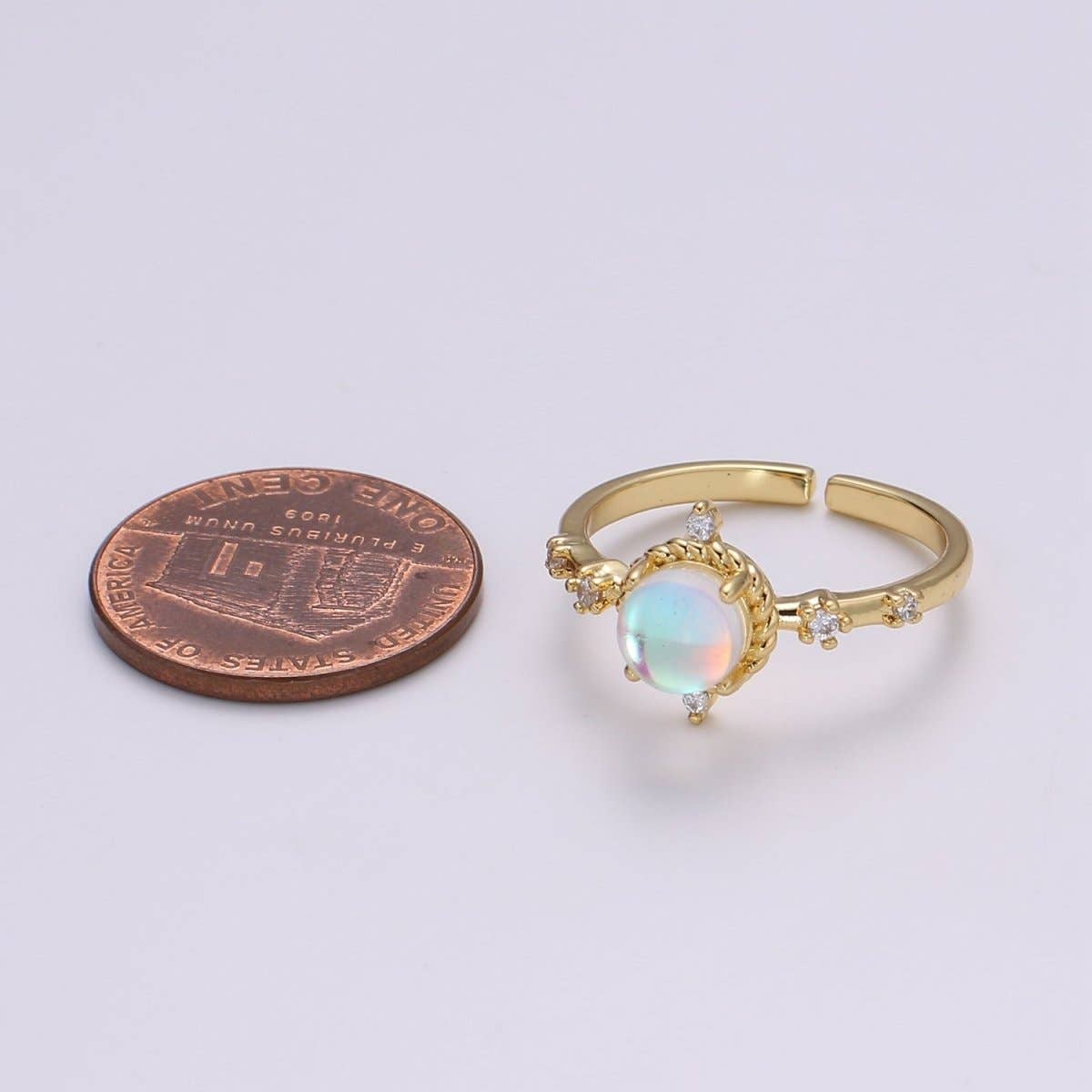 Dainty Monstone Ring Celestial Ring Minimalist Crystal Ring Statement Ring Adjustable Ring Stacking Ring Girlfriend Gift R-336