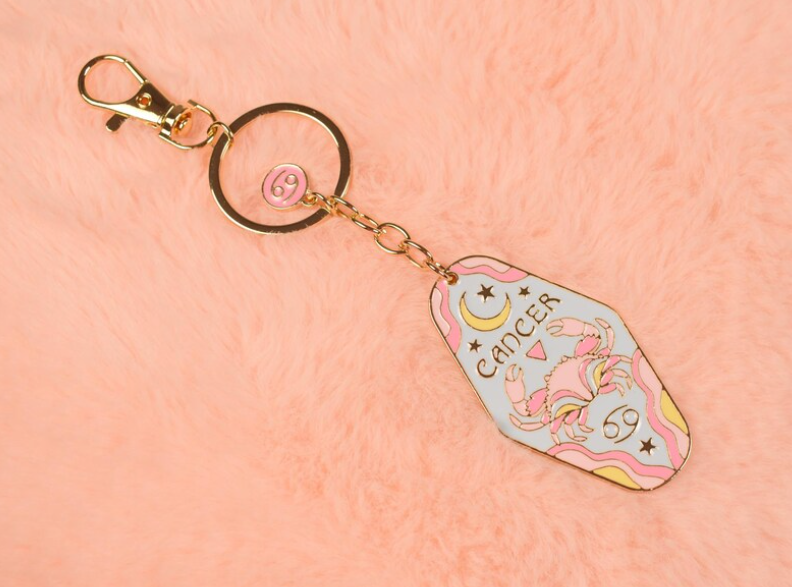 cancer metal + enamel keychain