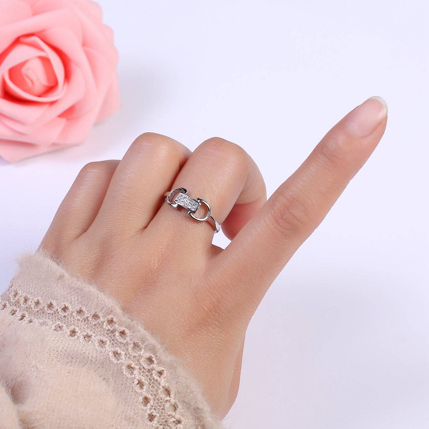 24K Gold Filled Celestial Star Cuff Ring, Micro Pave Crystal