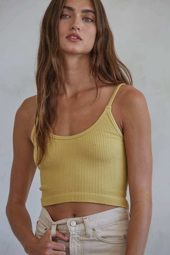 S1072 | Knit Ribbed Seamless UV Neck Brami