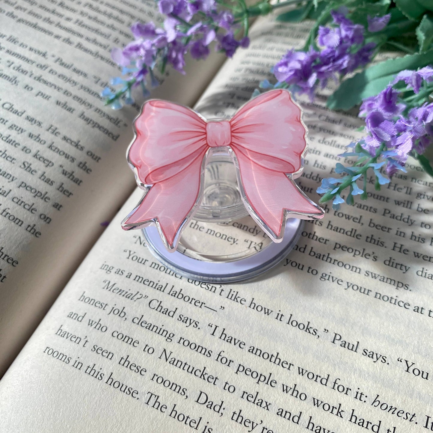 Pink Bow Coquette MagSafe Magnetic Phone Kindle Tablet Grip