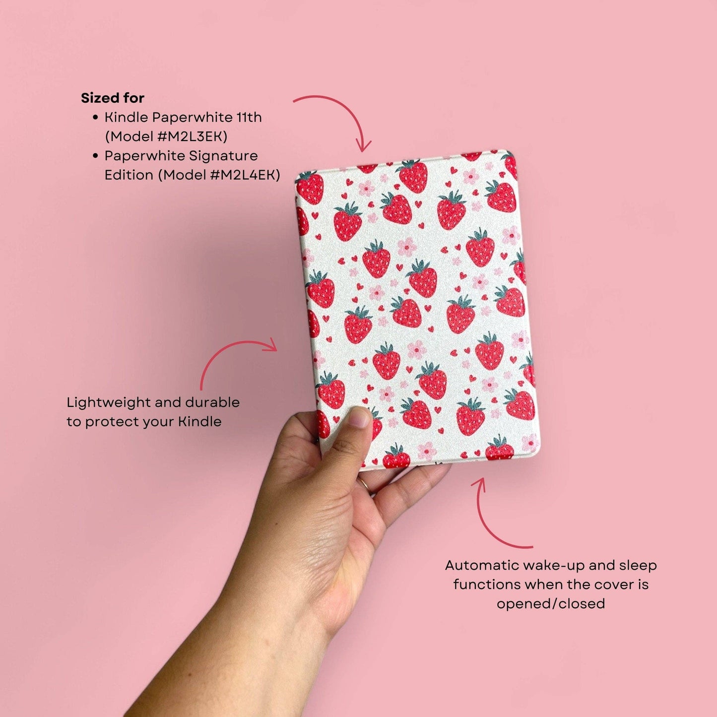 Strawberry Hearts Kindle Case