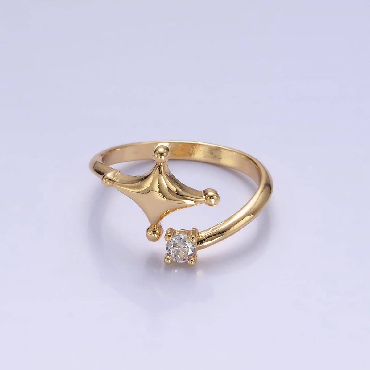 14K Gold Filled Celestial Star Dotted CZ Wrap Ring | O1260