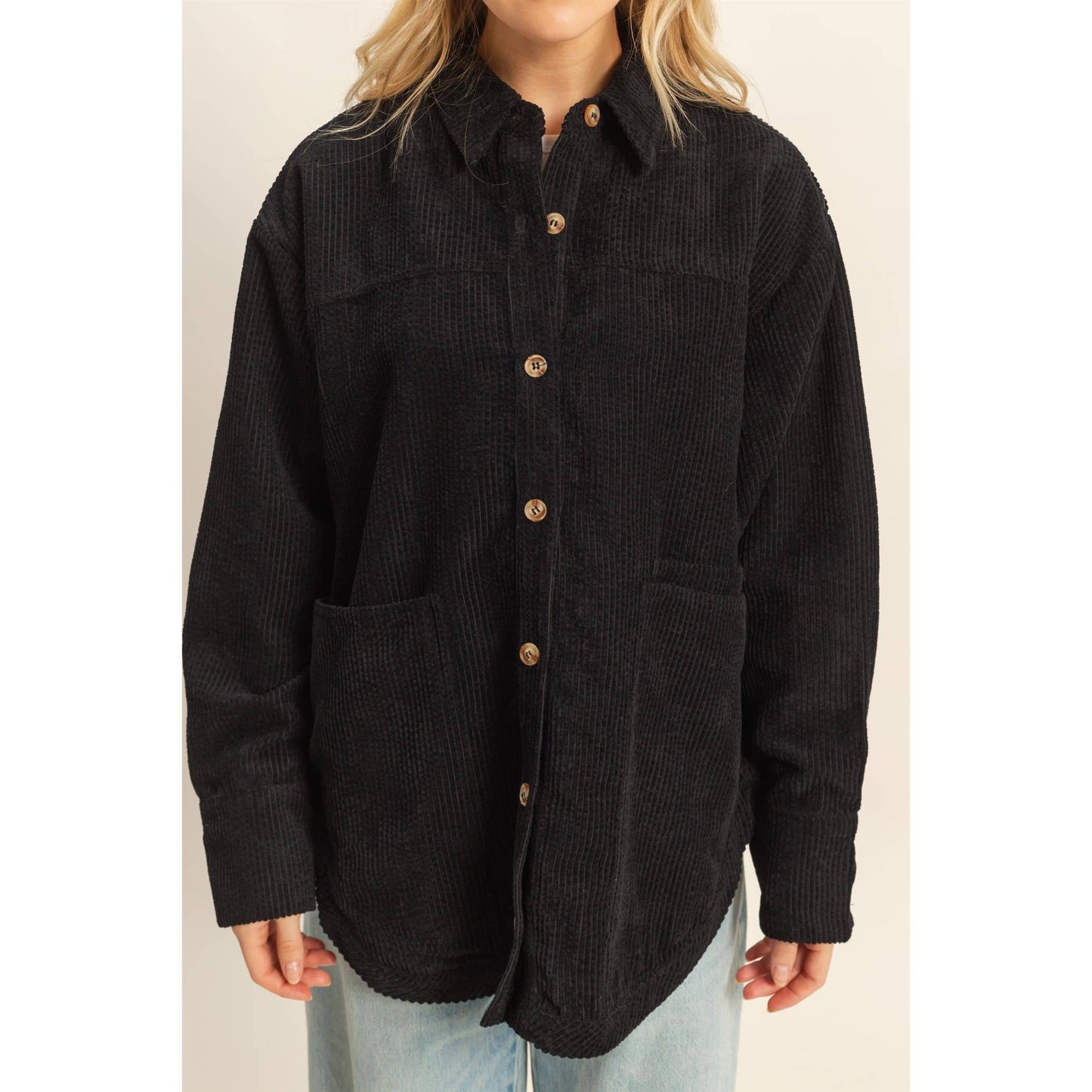 Classic Corduroy Shacket With Pockets