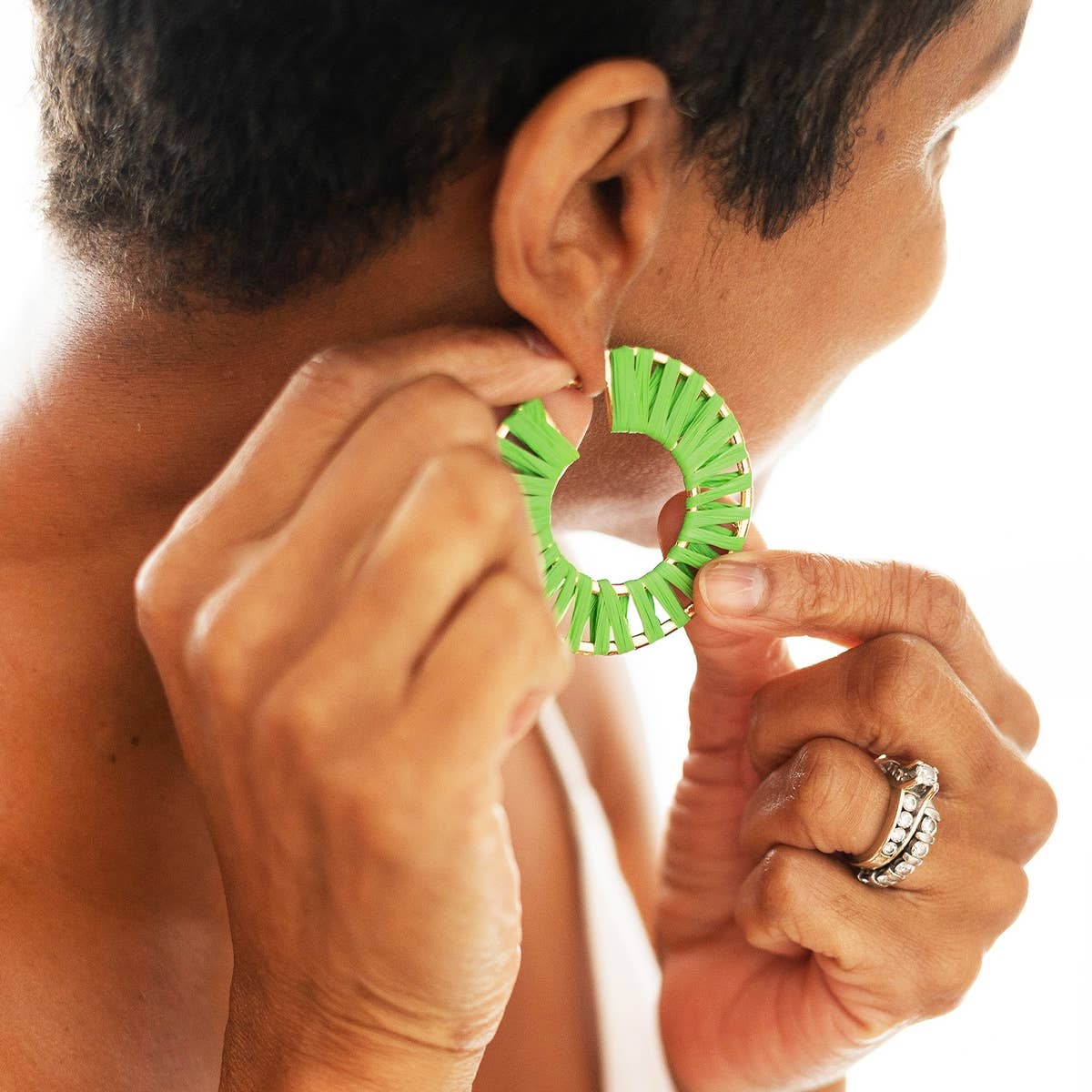 Green Raffia Georgia Earrings
