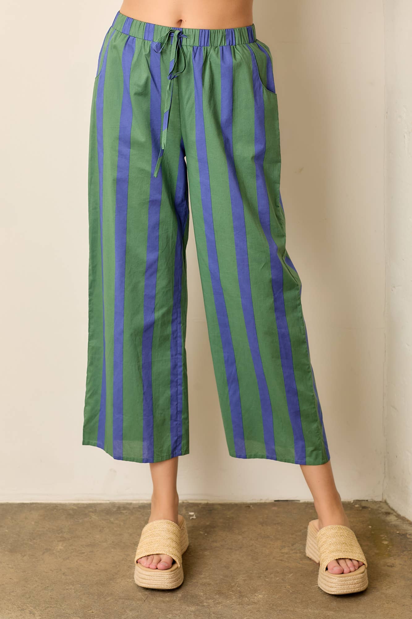 TWO-TONE PINSTRIPED PANTS
