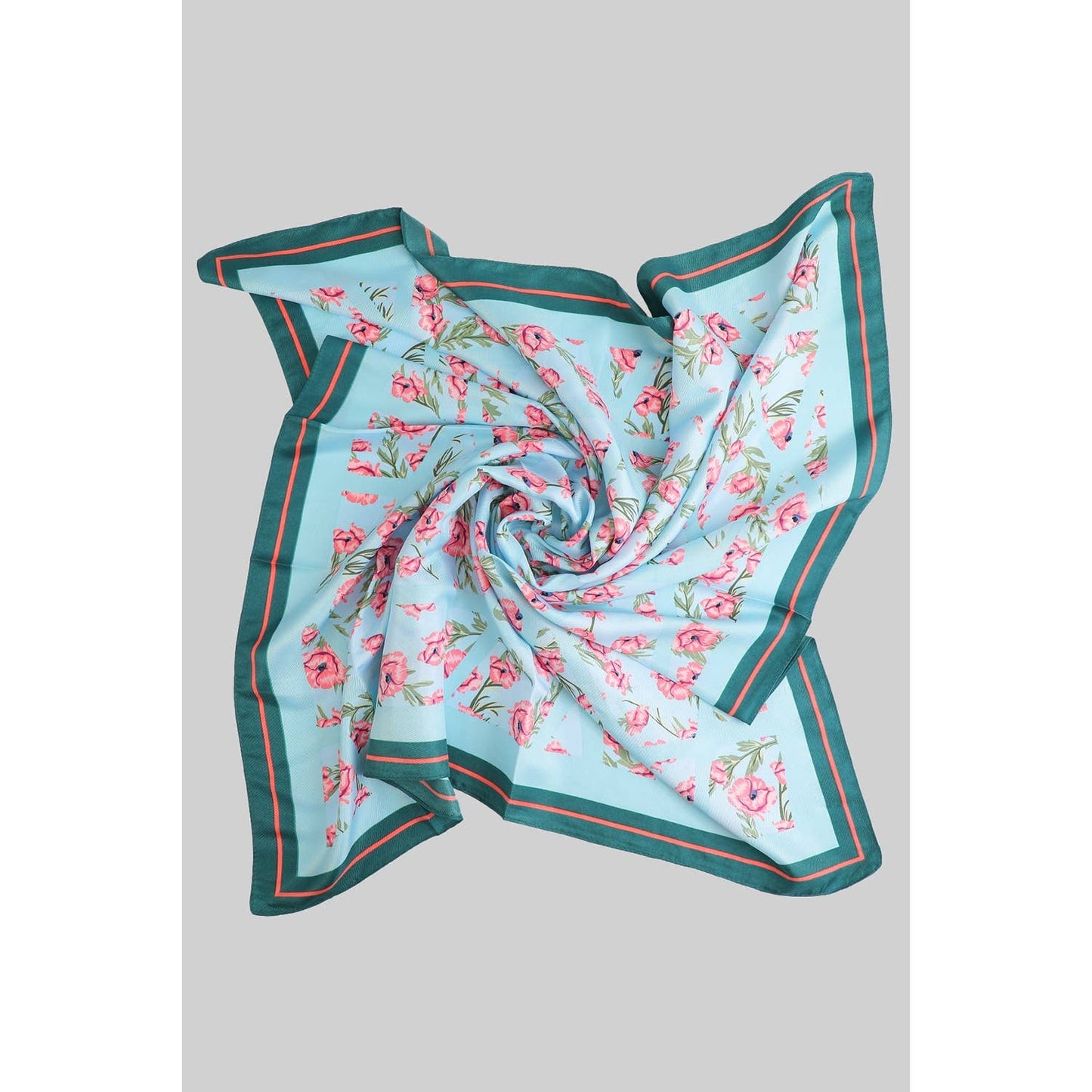 ROSE FLORAL PRINT SILKY SQUARE SCARF