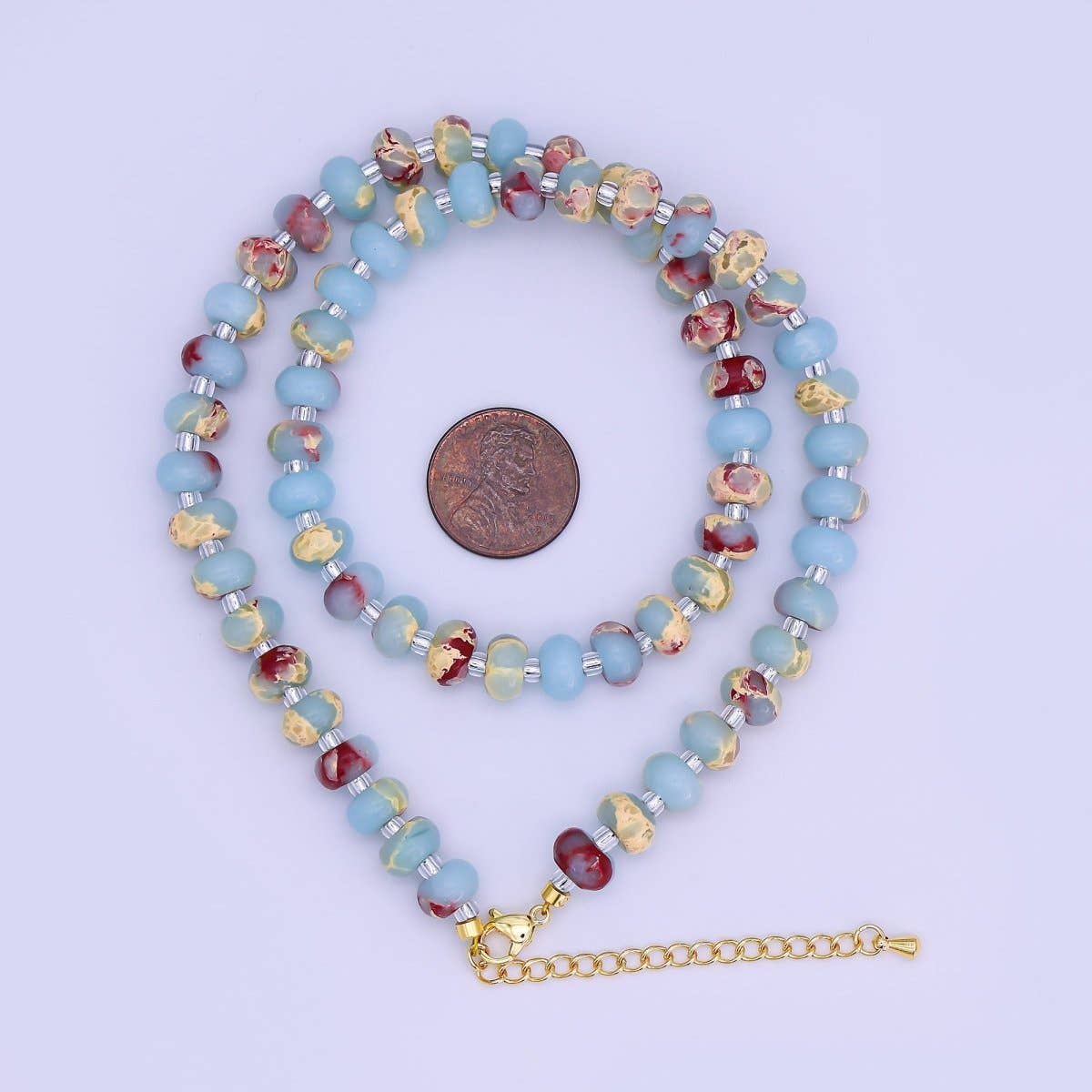 14K Gold Filled Blue Turquoise Natural Gemstone 16 Inch, 18 Inch Necklace | WA-3143 WA-3144