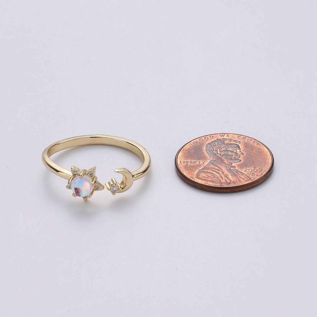 Crescent Moon Ring, Dainty Moon Ring, Adjustable Ring, Minimalist Moon Ring, Minimalist Ring, Gold Open Ring, Celestial Jewelry | R-087