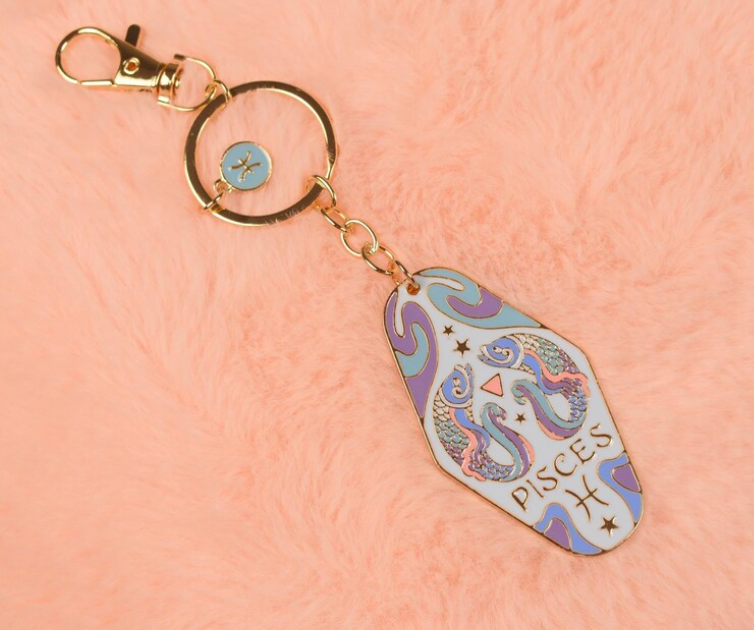 pisces metal + enamel keychain