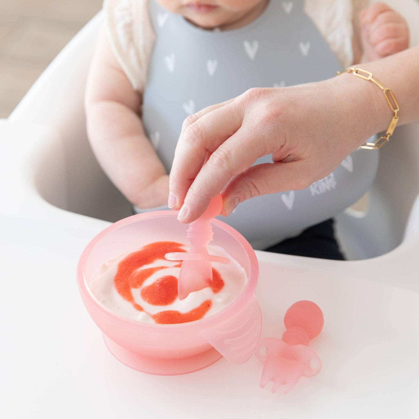 Silicone First Feeding Set: Pink Jelly