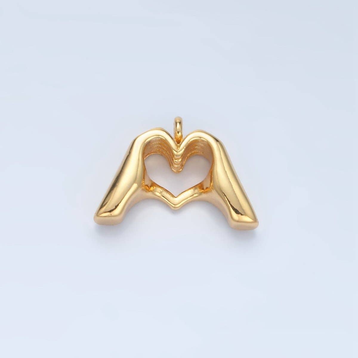 24K Gold Filled Heart Hand Gesture Multidimensional Charm in Gold & Silver | E372